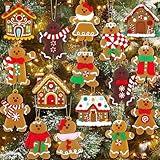16Pcs Gingerbread Man Ornaments for Christmas Tree Gingerbread Christmas Decorations with Gingerbreads House Ornament for Christmas Tree Hanging Party Decor