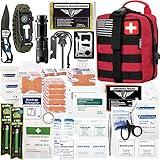 EVERLIT 250 Pieces Survival First Aid Kit IFAK EMT Molle Pouch Survival Kit Outdoor Gear Emergency Kits Trauma Bag for Camping Boat Hunting Hiking Home Car Earthquake and Adventures Red