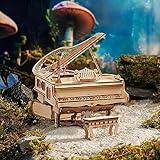 ROBOTIME AMK81 Magic Piano 3D Puzzles for Adults-Mechanical 3D Puzzles Musical Instrument-Wooden Music Box Puzzle Kit to Build-Aesthetic Desk Decor Unique Gift for Men/Women