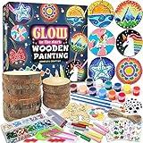 klmars Kids Wooden Painting Kit-Glow in The Dark-Arts & Crafts Gifts for Boys Girls Ages 5-12-Wood Slice Craft Activities Kits - Creative Art Toys for 5, 6, 7, 8, 9, 10, 11 & 12 Year Old Kids