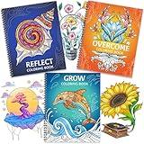 RYVE Coloring Books for Adults Relaxation - Set of 3 Stress Relief Coloring Book with Inspiring Quotes, Adult Coloring Book for Women, Easy Coloring Books for Adults, Stress Relief Gifts for Women