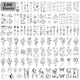 Cerlaza 100 Sheets Temporary Tattoos for Women Adult, 420 Mixed Styles Tiny Branch Fake Tattoo Stickers that Look Real and Last Long, Realistic Henna Tattoo for Girl Body Art Sticker