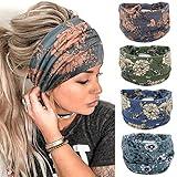 YONUF Wide Boho Headbands for Women Fashion Knotted Headband Yoga Workout Hair Accessories African Head Wrap 4 Pack