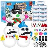 Aneco 12 Pack Christmas Build Snowman Modeling Clay Christmas DIY Craft Kit Air Dry Snowman Decorating Kit Winter Snowman Gift Toys for Christmas Holiday Decorations