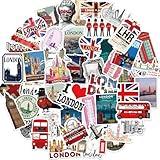 England Travel Stickers 50Pcs Vintage London Stickers Set for Kids Adults British Theme Party,Cartoon UK Travel Vinyl Waterproof Bottle Phone Skateboard Laptop Luggage Car Sticker Packs