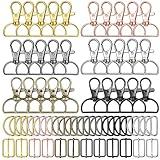 Paxcoo Keychain Bulk with Key Chain Swivel Hook D Rings and Slide Buckles for Handbag Purse Hardware Craft (1 Inch)