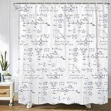 Abaysto Physics Shower Curtain for Bathroom Electronic Engineering Mathematics Equation and Calculations Scientific School Study Waterproof Polyester Fabric Shower Curtain Sets with Hooks