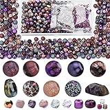 900pcs Glass Craft Beads for Bracelet Making Kit, Include Assorted Round/Bicone/Seed/Rock Beads and Teardrop Pendant for Jewelry Making, Necklace, Art, Designer Charms