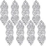 8 Pieces Rhinestone Applique Rhinestone Iron On Patch Rhinestone Hot Fix Applique Wedding Appliques for Bridal Wedding Dress Sash Crystal Belt DIY Sewing Crystals Patch Appliques for Shoes (Silver)