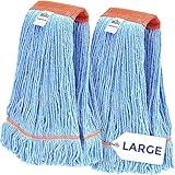Nine Forty 2-Pack Industrial and Commercial-Grade Looped End Wet Mop Head Refill - Heavy Duty 20 Inch 4-Ply Premium Synthetic Yarn - for Optimal Absorption and Durability - Blue (2 Pack, Large)