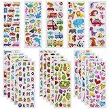 3D Stickers for Kids Toddlers 550+ Vivid Puffy Kids Stickers 24 Different Sheets, Colored 3D Stickers for Boys Girls Teachers, Reward, Craft Scrapbooking