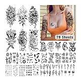 Leesgel 280 Styles Temporary Tattoos for Women, 79 Sheets Exclusive Fake Tattoo Stickers include Half Sleeve Tattoos and Hand Tattoos, Realistic Long Lasting Tattoos for Adults Girls