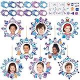 Lonfliness 60 Set Winter Snowflake Craft Kits Winter DIY Picture Frame Crafts Merry Christmas Photo Frame Sticker Arts Craft for Kids Gifts Holiday Home School Classroom Party Activity Decor Supplies