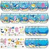 JUNEBRUSHS 30 Sets Summer Ocean Crafts Kits for Kids, Under The Sea Animals Worlds Stickers Scene for Home Classroom Game Activities Summer Crafts Party Favors