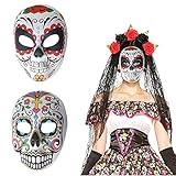 Day of The Dead Sugar Skull Mask Mexican Halloween Masquerade Bones Costume Supplies 2pcs