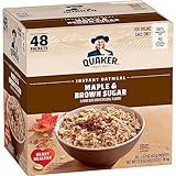 Quaker Instant Oatmeal, Maple & Brown Sugar, Individual Packets, 1.51 Ounce (Pack of 48)