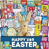 Easter Care Package (50ct) - Candy Snacks Treats Plush Bunny Chocolate Cookies Gift Box Bundle Basket Fillers Stuffers Present Kids Adults Boys Girls College Student Child Grandchildren Toddlers