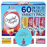 Crystal Light Sugar-Free, Lemonade, Fruit Punch, Raspberry Lemonade and Wild Strawberry On-The-Go Powdered Drink Singles Mix Variety Pack, 60 Count, Each Packet Dissolves into any 16.9 oz. container and comes with a Bonus Inspirational Magnet by D'Elite Box
