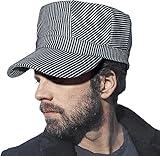 YukaBa Railroad Engineer Train Conductor Adult Hat Blue and White