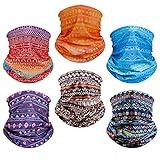 6 Pack Neck Gaiter Elastic Balaclavas Face Mask Versatile Bandana for Men Women