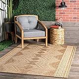 nuLOOM 4x6 Outdoor/Indoor Ranya Tribal Area Rug, Light Brown, Geometric Design, Stain Resistant, Highly Durable, For Patio, Balcony, Bedroom, Dining Room, Living Room, Bathroom