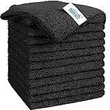 HOMEXCEL Microfiber Cleaning Cloth Black, 12 Pack Premium Microfiber Towels for Cars, Lint Free, Scratch-Free, Highly Absorbent, Reusable Cleaning Rags for Car, Household, Kitchen, 11.5"X11.5"