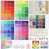 Paodey 20,000 Pcs Clay Beads Bracelet Making Kit, 120 Colors 6 Boxes Polymer Beads Spacer Heishi Beads & Jewelry Kit with Pendant Charms Elastic Strings, Crafts Gift for Kids Adults