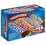 SNICKERS, TWIX, 3 MUSKETEERS & MILKY WAY Full Size Christmas Candy Chocolate Bar Variety Box, 18 Count