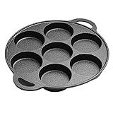 VONOTO Cast Iron Biscuit Pan, 11" Pre-seasoned Cast Iron Mini Cake Pan Cookware for Muffins & Scones (11" 7 Cups)