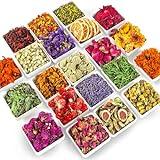 [Latest] 21 Pack Dried Flowers for Candle Making, 100% Natural Dried Herbs Kit for Soap Making, Bath, Resin Jewelry Making, Bulk Dried Flowers Include Lavender, Rose Petals, Rosebuds, Leaves, Lemon.