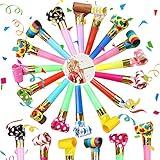 25pcs Party Blowers,Colourful Noisemakers Party Blowouts Squawkers Fringed Noise Maker,Birthday Noisemakers Birthday Blow Horns Party Whistles