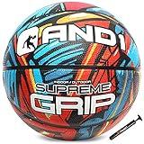 AND1 Supreme Grip Basketball: Official Regulation Size 7 (29.5 inches) Rubber Basketball - Deep Channel Construction Streetball, Made for Indoor Outdoor Games