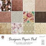 Desecraft Vintage Flora 12x12 in Double Sided Paper Pad Pack Scrapbook Cardstock Decorative Paper - 36 Sheets - for Card Making Journaling Planner Origami Decopage Decorative Scrapbooking Supplies