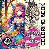 Pop Manga Beauties and Beasties Colouring Book: The Perfect Gift for Teens, Girls, Boys, and Young-at-Heart Adults: 50 Adorable Designs for Coloring and Relaxation