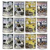 Taste of the Wild Grain-Free Canned Dog Food Variety Pack - Wetlands, Pacific Stream, High Prairie, and Sierra Mountain Pack of 12, 13.2 ounce cans by Taste of the Wild