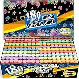 180 Pack Washable Sidewalk Chalk for Kid, 20 Colors Non-Toxic Jumbo Chalk Paint Bulk for Summer Outdoor Activity, Playground, School Classroom Chalkboard, Chalk Party Favors Set for Toddler Kids Adult