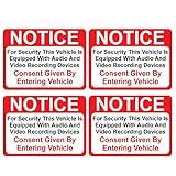 (4 Pack) Notice Vehicle is Equipped with Audio and Video Recording Devices Consent by Entering Sticker - Self Adhesive" 2½ X 3½" 4 Mil Vinyl Decal — Indoor & Outdoor Use — UV Protected & Waterproof