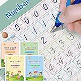 Magic Ink Copybooks for Kids - Reusable Handwriting Workbooks for Preschoolers Grooves Template Design and Handwriting Aid (Enlarged-Version 4books+Pens)