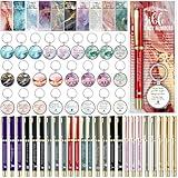Feifeiya 75 Pcs Christian Church Gifts 25 Bible Verse Pens 25 Religious Keychains and 25 Emergency Number Bookmarks Bible Study Gifts for Women Men Sunday School Supplies(Colorful,Fresh)