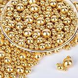Twisweet Gold Pearl Sprinkles for Cake Decorating, Edible Sugar Pearls for Baking, Mix Size, Cake Topper Cupcake Cookie Ice Cream Dessert Decorations, Valentines Birthday Christmas Supplies (130g/4.58oz)