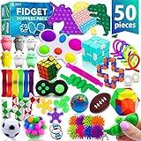 50 Pcs Fidget Toys Pack - Stocking Stuffers for Kids, Gifts for Kids, Party Favors - Adults Stress Relief Sensory Toy - ADHD Toys Bulk for Classroom Treasure Box Prizes - Pop Its