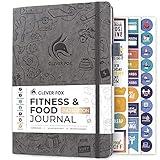 Clever Fox Fitness & Food Journal – Nutrition & Workout Planner for Women & Men – Diet & Gym Exercise Log Book with Calendars, Diet & Training Trackers - Undated, A5 Size, Hardcover (Grey)