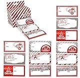 Large Christmas Sticker Gift Tags Roll in Box 250 Count Elegant Red & Silver Designs Personalized Holiday Self-Adhesive Stickers Name Labels Write On then Peel & Stick For Wrapping Packages & Presents