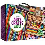Dan&Darci Arts and Crafts Vault - Craft Supplies Kit in a Box for Kids Ages 4 5 6 7 8 9 10 11 & 12 Year Old Girls & Boys - Crafting Set Kits - Gift Ideas for Kid Art Activity Gifts