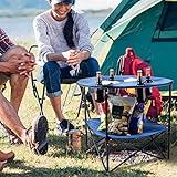 Wakeman Camp Table - Round 2-Tier Folding Table with 4 Cupholders and Carrying Bag - for Camping, Beach, Picnic, Sporting Events, and More Outdoors,Blue