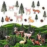 Sratte 26 Pcs Forest Animal Figures Diorama Kit, Woodland Creatures Toys Hunting Toys Model Diorama Supplies for Back to School Gift Educational Learning Birthday Gift