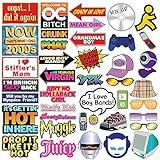 Throwback 2000's and 1990s Photo Booth Prop Set - Funny 2000's and 90s Theme Party Decoration, Favors & Supplies Multi Colored