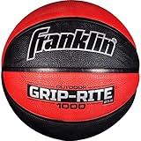 Franklin Sports Grip-Rite 1000 Youth Basketball - Durable Construction - Junior Size Basketball for School, Camp, Home Practice - Indoor and Outdoor Ball - Black/Red - 27.5"