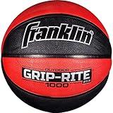 Franklin Sports Grip-Rite 1000 Youth Basketball — Durable Basketball — Junior Size Basketball for School, Camp, Home Basketball Practice — Indoor and Outdoor Basketball — Black/Red —27.5"