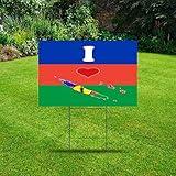 I Love My Country New Caledonia Yard Sign Party Decorations Props for Reception 12x18 Double Sided Yard Signs with Stakes Flag Travel Trip' Globe Party Corrugated Plastic Lawn Sign for Guidepost Bar